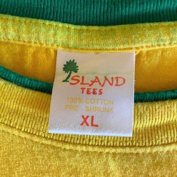 Island Tees Men's Striped Jamaican Short Sleeve T-Shirt Yellow Black Green XL - Picture 6 of 6